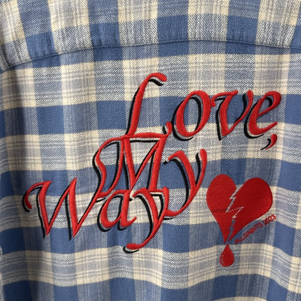 NWT AllSaints Men's Button Up Shirt Love My Way S Designer Brand Plaid 2023 - Picture 3 of 9